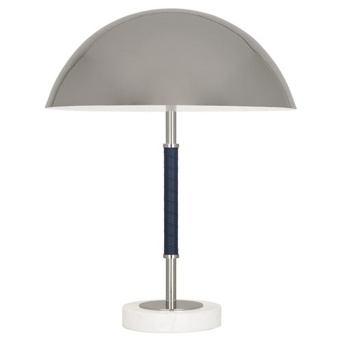 Robert Abbey Lighting S925 Jonathan Adler Geneva Lamp Polished Nickel W/Navy Blue Leather