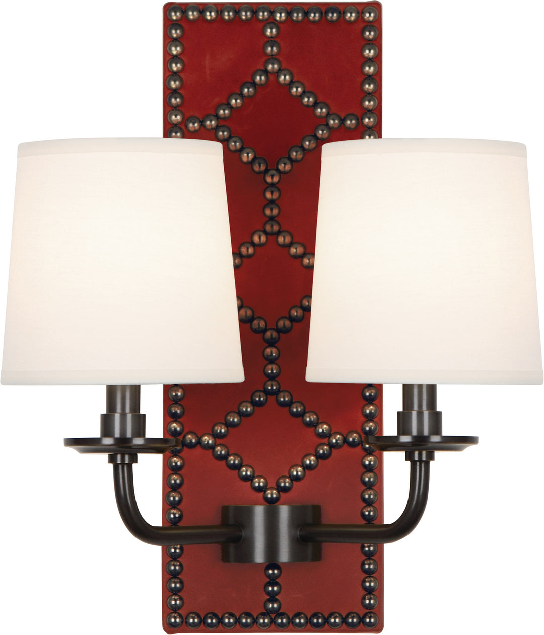 Robert Abbey Williamsburg Lightfoot Z1031 Wall Sconce Light - Dragons Blood Leather w/Nailhead and Deep Patina Bronze