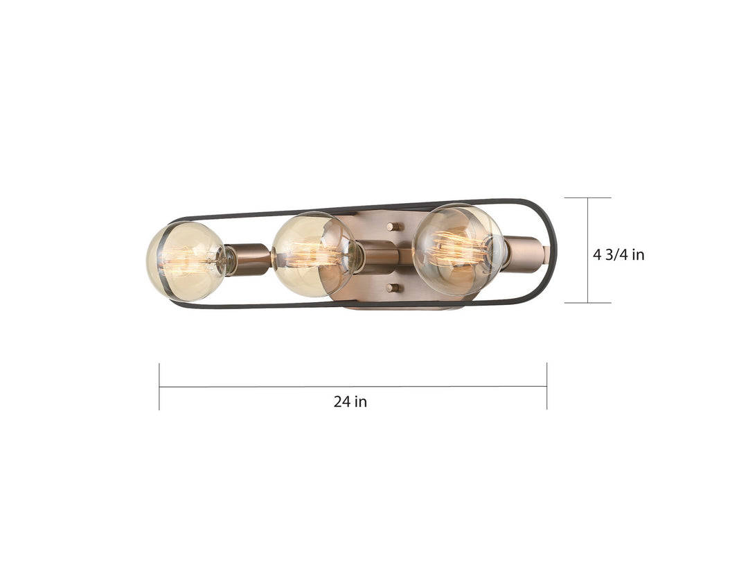 Nuvo Chassis 60-6653 Bath Vanity Light 24 in. wide - Copper Brushed Brass / Matte Black