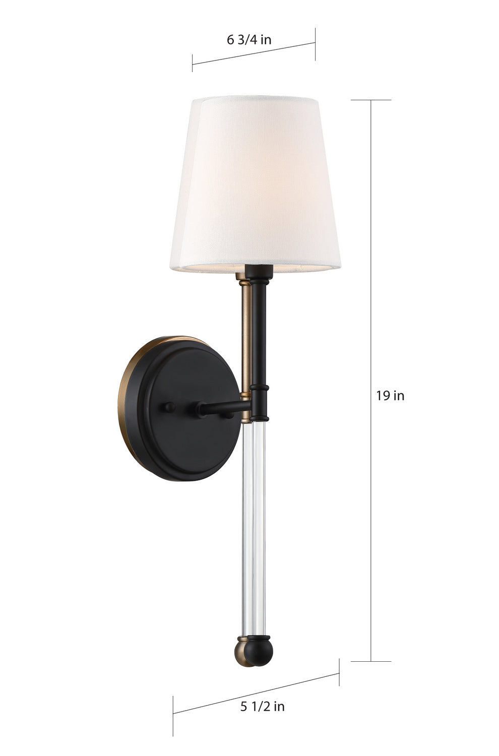 Nuvo Olmstead 60-6689 Wall Light - Aged Bronze / White Fabric