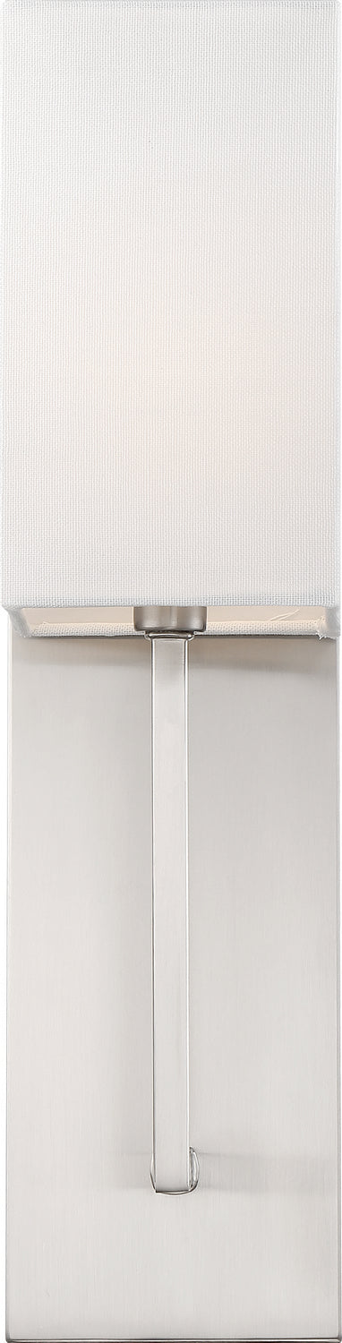 Nuvo Vesey 60-6691 Wall Light - Brushed Nickel / White Fabric