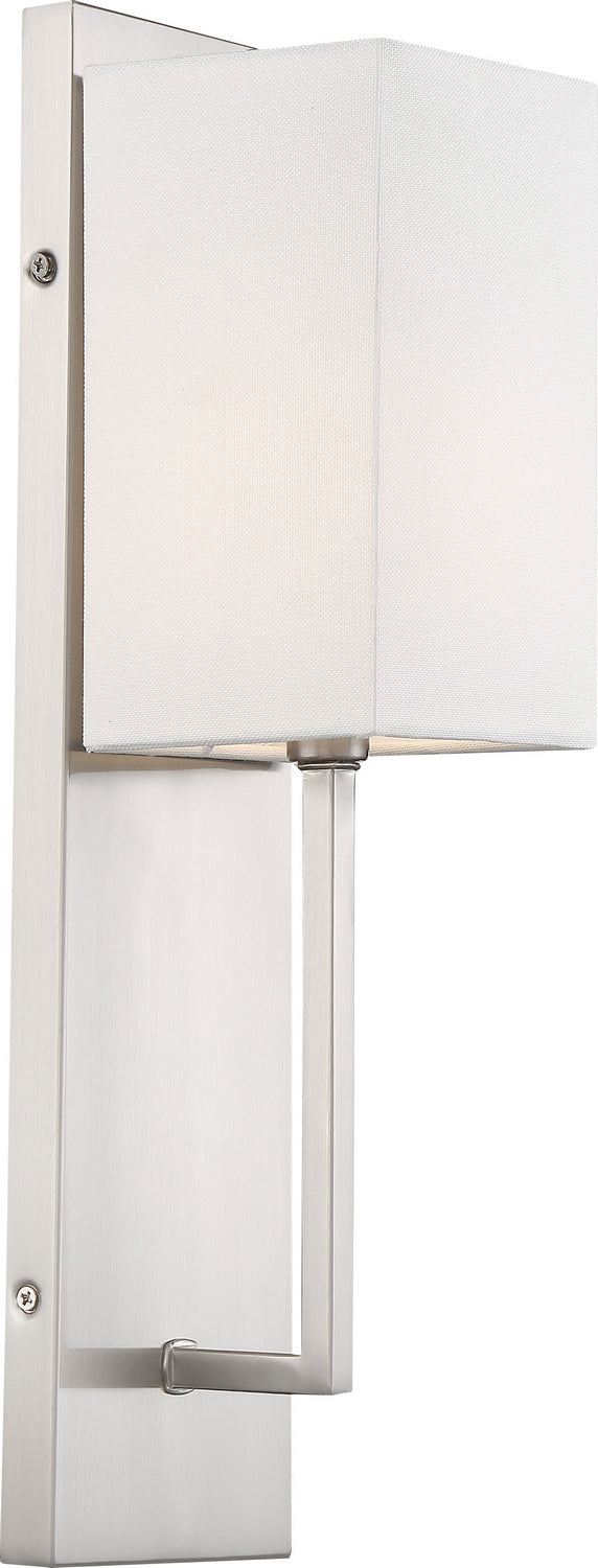 Nuvo Vesey 60-6691 Wall Light - Brushed Nickel / White Fabric