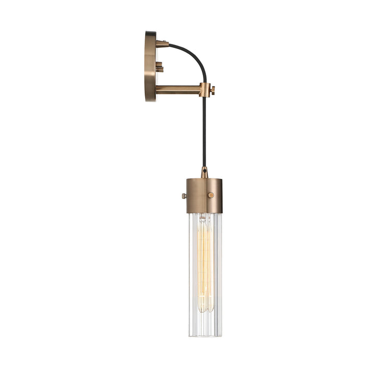 Nuvo Eaves 60-6711 Wall Light - Copper Brushed Brass / Clear Ribbed Glass