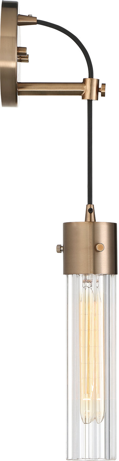 Nuvo Eaves 60-6711 Wall Light - Copper Brushed Brass / Clear Ribbed Glass