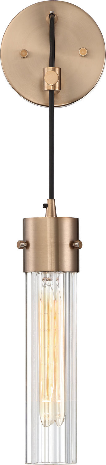 Nuvo Eaves 60-6711 Wall Light - Copper Brushed Brass / Clear Ribbed Glass