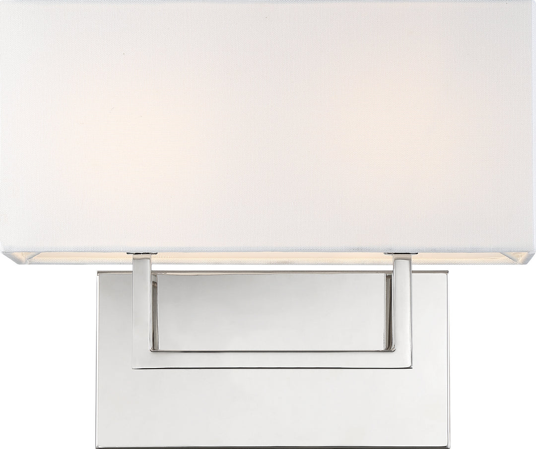 Nuvo Tribeca 60-6718 Wall Light - Polished Nickel / White Fabric