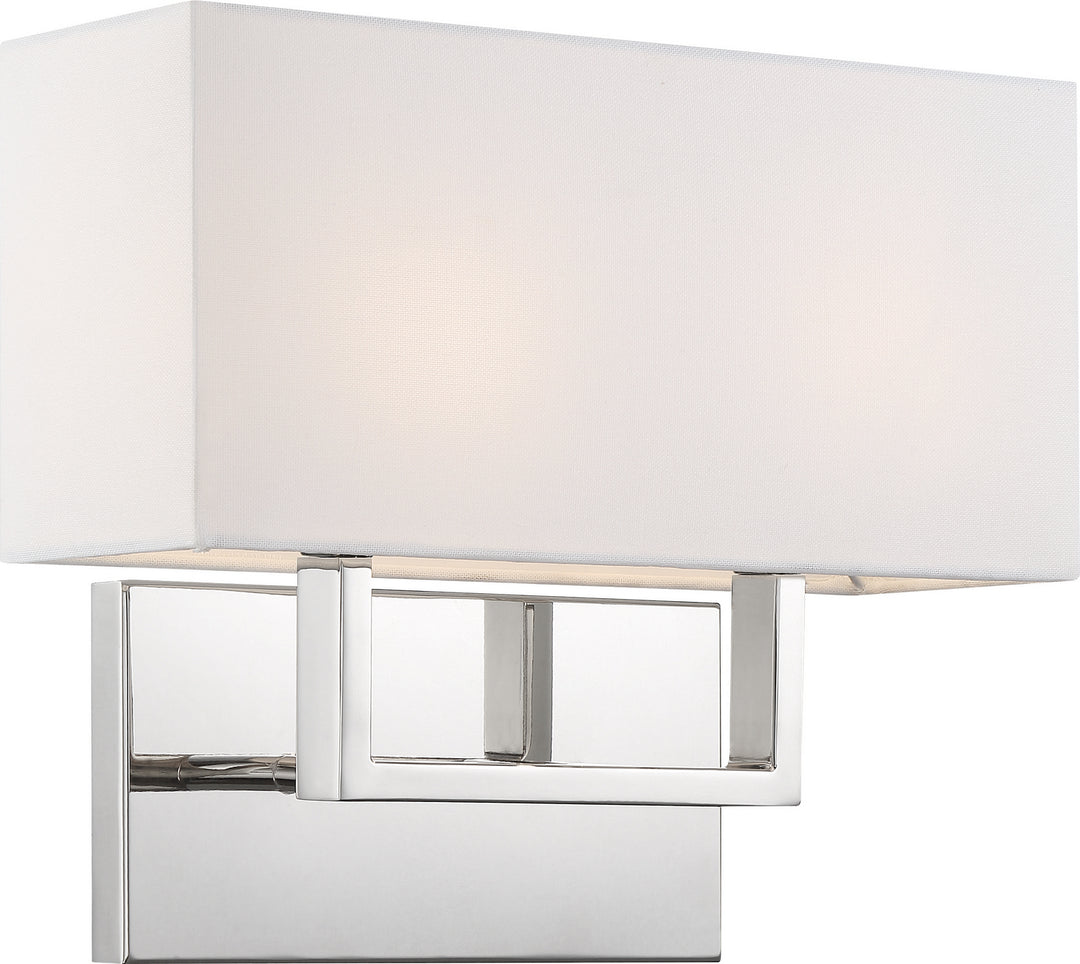 Nuvo Tribeca 60-6718 Wall Light - Polished Nickel / White Fabric