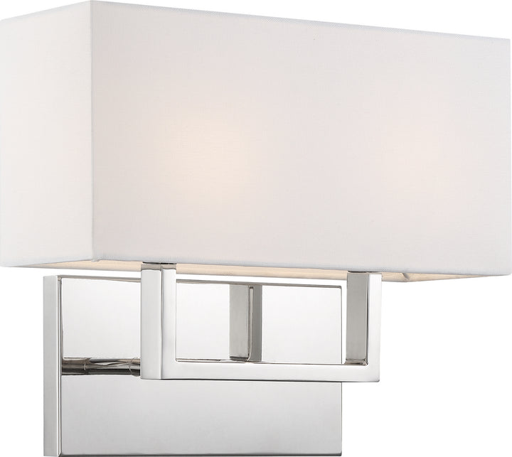 Nuvo Tribeca 60-6718 Wall Light - Polished Nickel / White Fabric