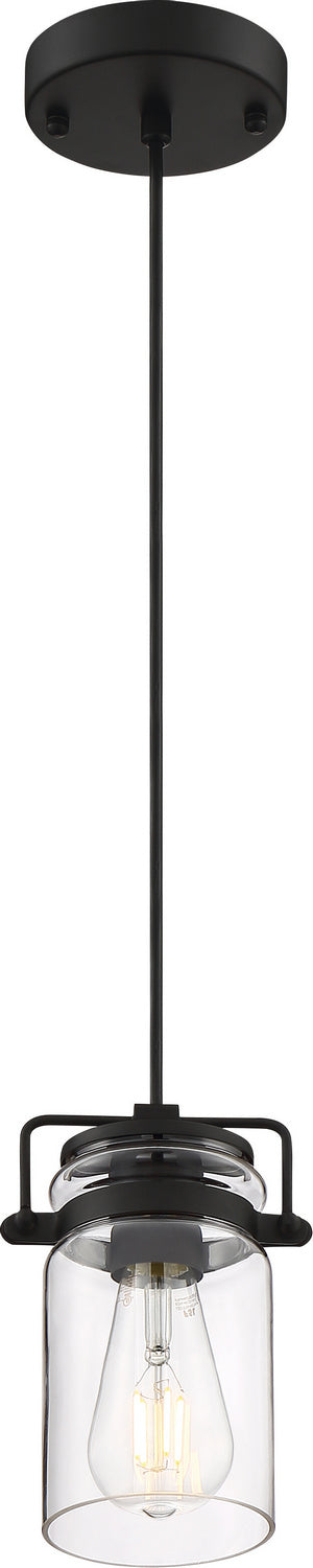 Nuvo Antebellum 60-6732 Pendant Light - Matte Black / Clear Glass