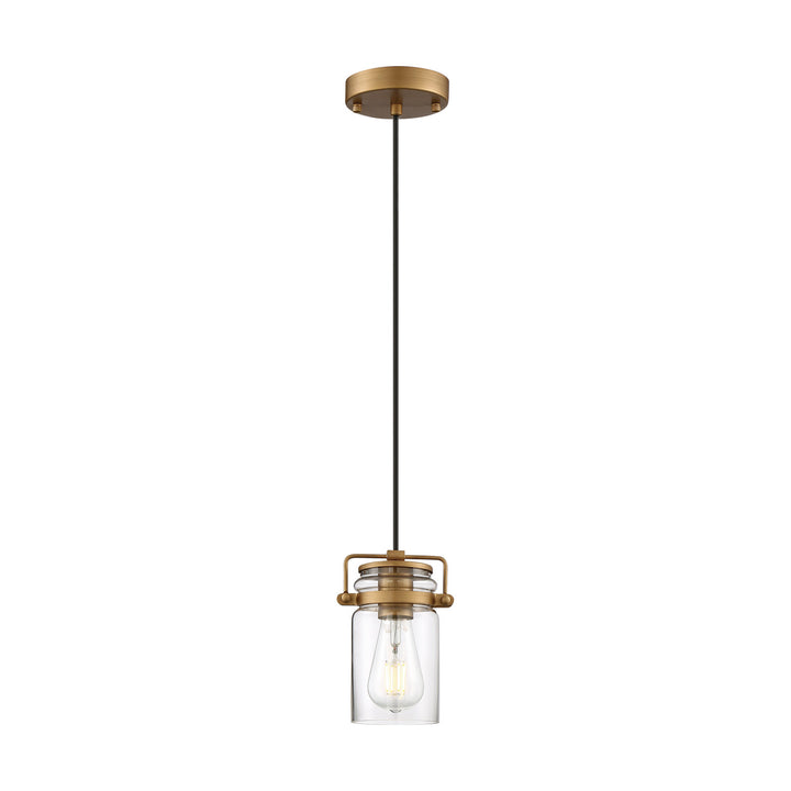 Nuvo Antebellum 60-6735 Pendant Light - Vintage Brass / Clear Glass