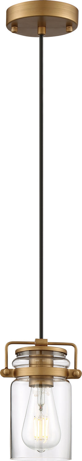 Nuvo Antebellum 60-6735 Pendant Light - Vintage Brass / Clear Glass
