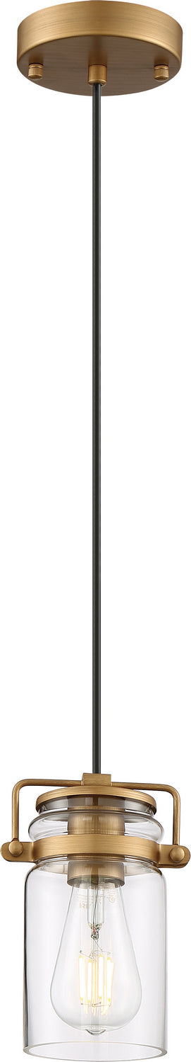 Nuvo Antebellum 60-6735 Pendant Light - Vintage Brass / Clear Glass