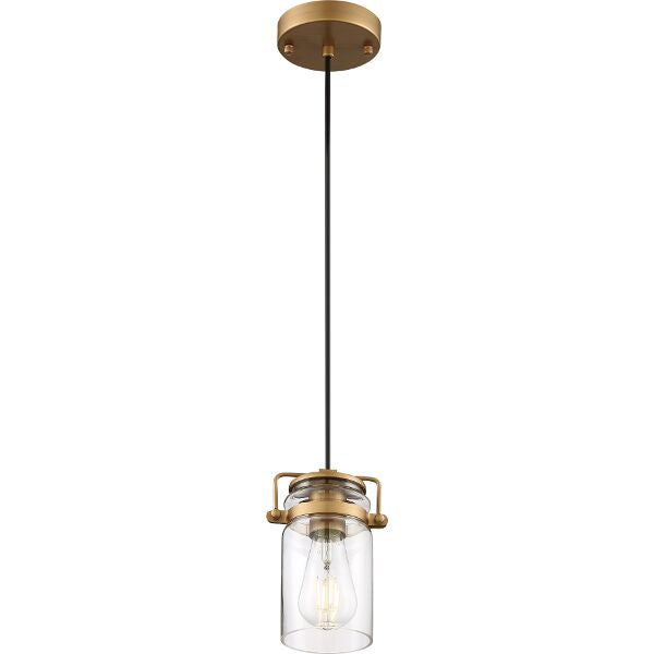 Nuvo Antebellum 60-6735 Pendant Light - Vintage Brass / Clear Glass