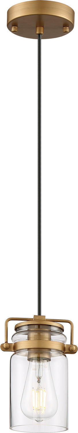 Nuvo Antebellum 60-6735 Pendant Light - Vintage Brass / Clear Glass