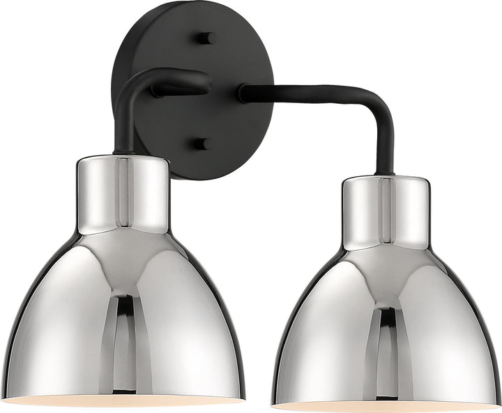 Nuvo Sloan 60-6772 Wall Light - Matte Black / Polished Nickel