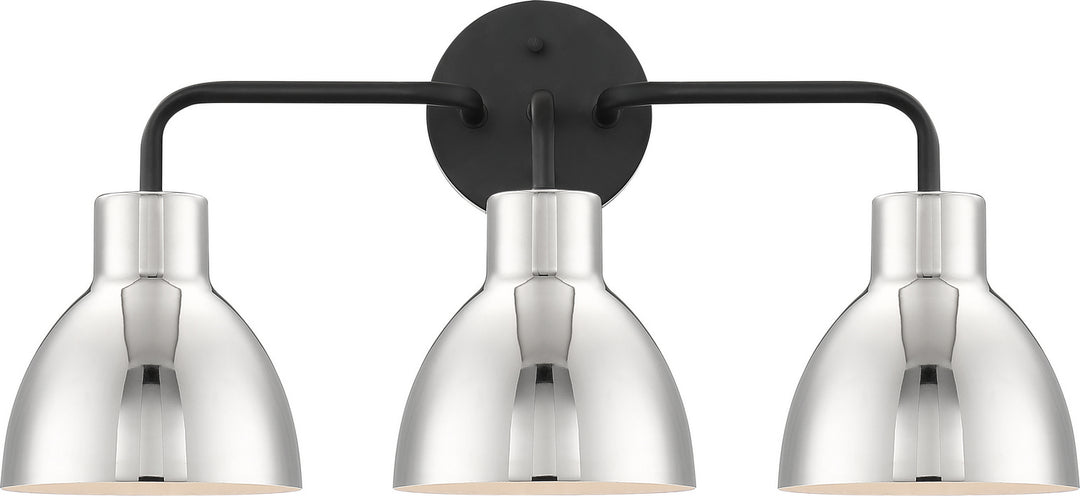 Nuvo Sloan 60-6773 Bath Vanity Light 22 in. wide - Matte Black / Polished Nickel