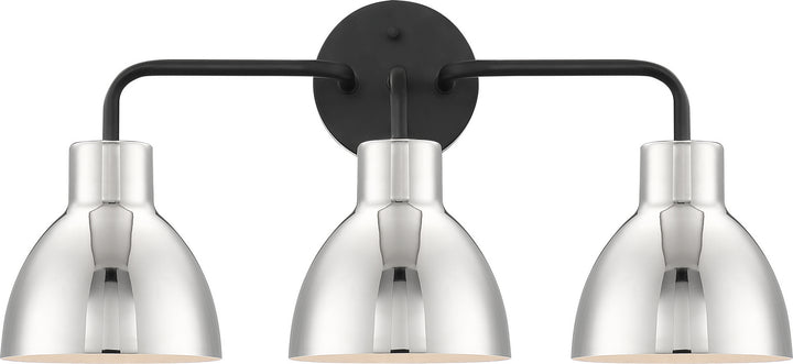 Nuvo Sloan 60-6773 Bath Vanity Light 22 in. wide - Matte Black / Polished Nickel