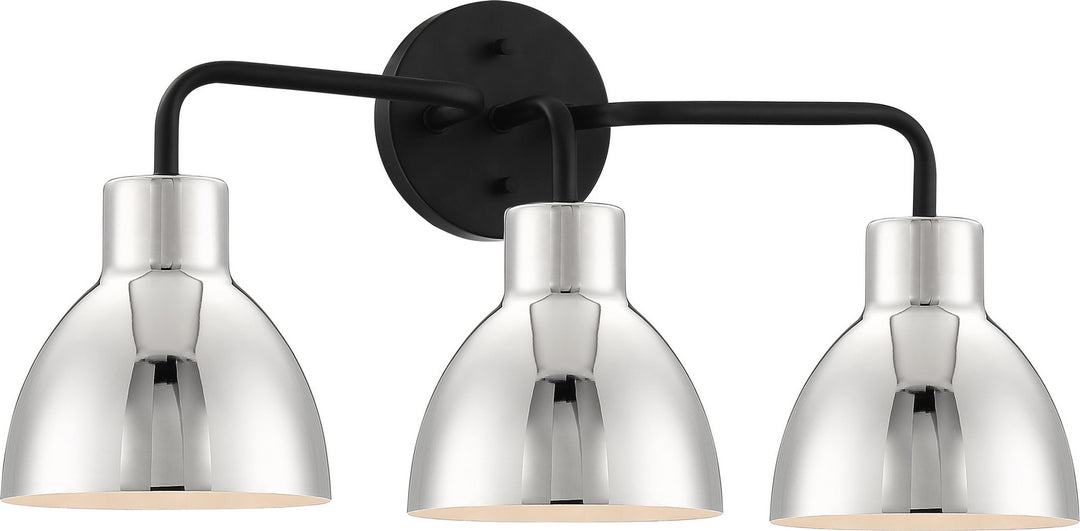 Nuvo Sloan 60-6773 Bath Vanity Light 22 in. wide - Matte Black / Polished Nickel