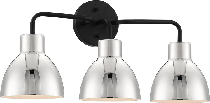 Nuvo Sloan 60-6773 Bath Vanity Light 22 in. wide - Matte Black / Polished Nickel