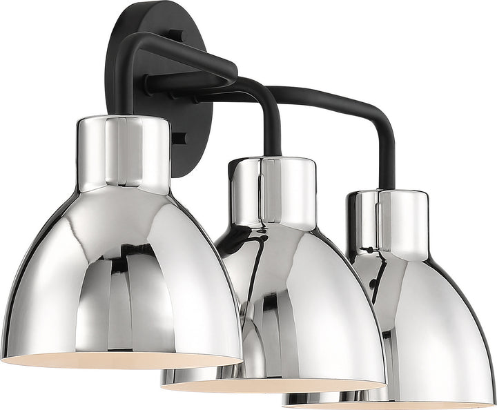 Nuvo Sloan 60-6773 Bath Vanity Light 22 in. wide - Matte Black / Polished Nickel