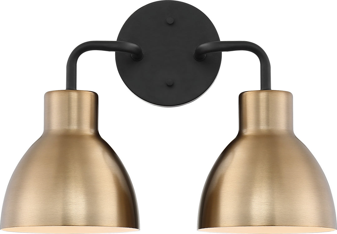 Nuvo Sloan 60-6792 Bath Vanity Light 14 in. wide - Matte Black / Burnished Brass