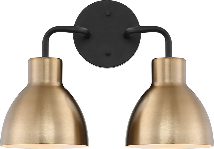 Nuvo Sloan 60-6792 Bath Vanity Light 14 in. wide - Matte Black / Burnished Brass