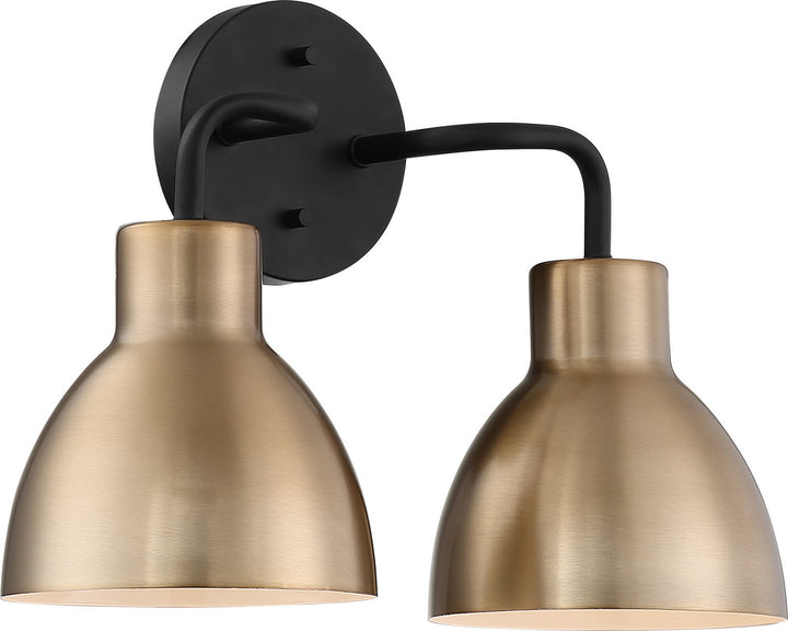 Nuvo Sloan 60-6792 Bath Vanity Light 14 in. wide - Matte Black / Burnished Brass