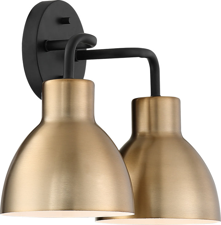Nuvo Sloan 60-6792 Bath Vanity Light 14 in. wide - Matte Black / Burnished Brass