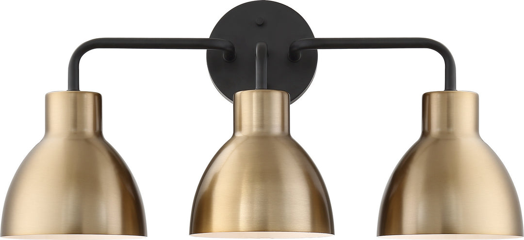 Nuvo Sloan 60-6793 Bath Vanity Light 22 in. wide - Matte Black / Burnished Brass