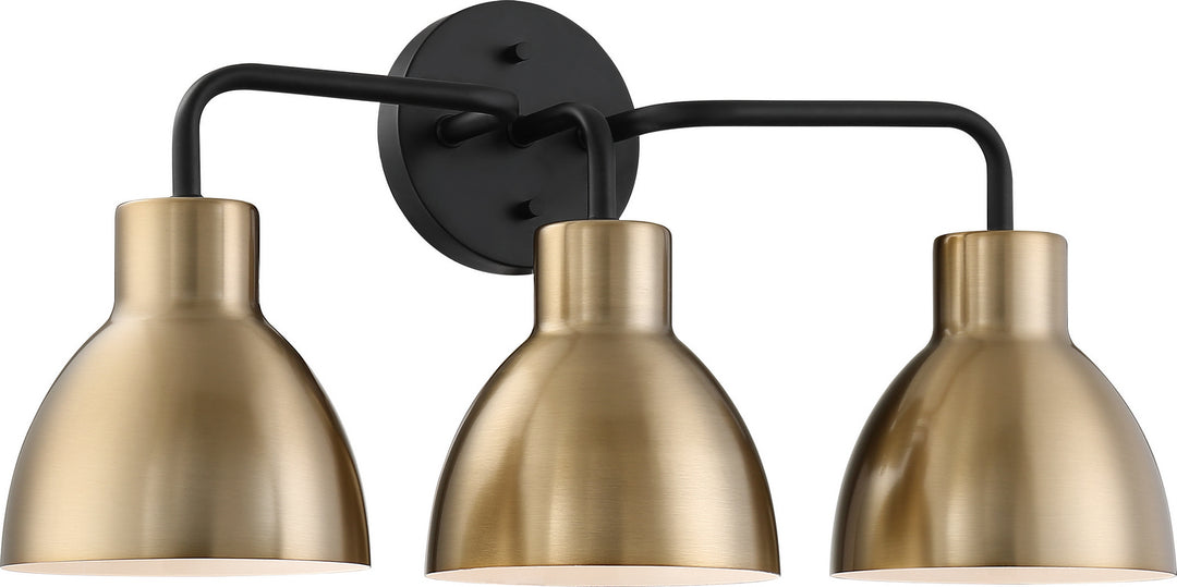 Nuvo Sloan 60-6793 Bath Vanity Light 22 in. wide - Matte Black / Burnished Brass