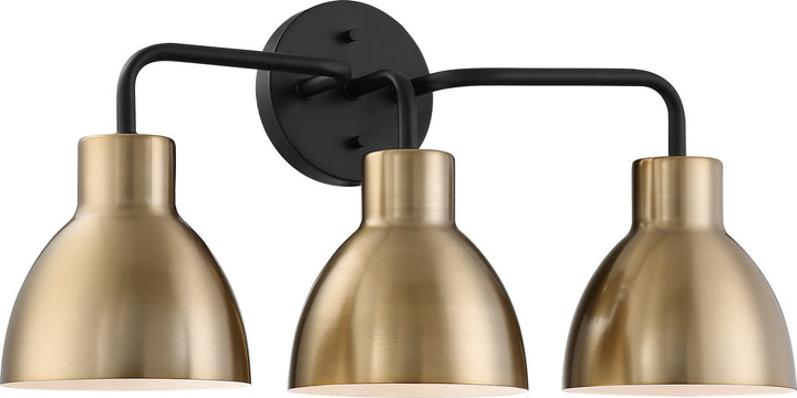 Nuvo Sloan 60-6793 Bath Vanity Light 22 in. wide - Matte Black / Burnished Brass