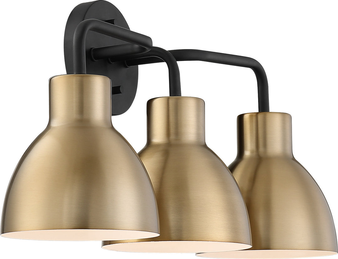 Nuvo Sloan 60-6793 Bath Vanity Light 22 in. wide - Matte Black / Burnished Brass
