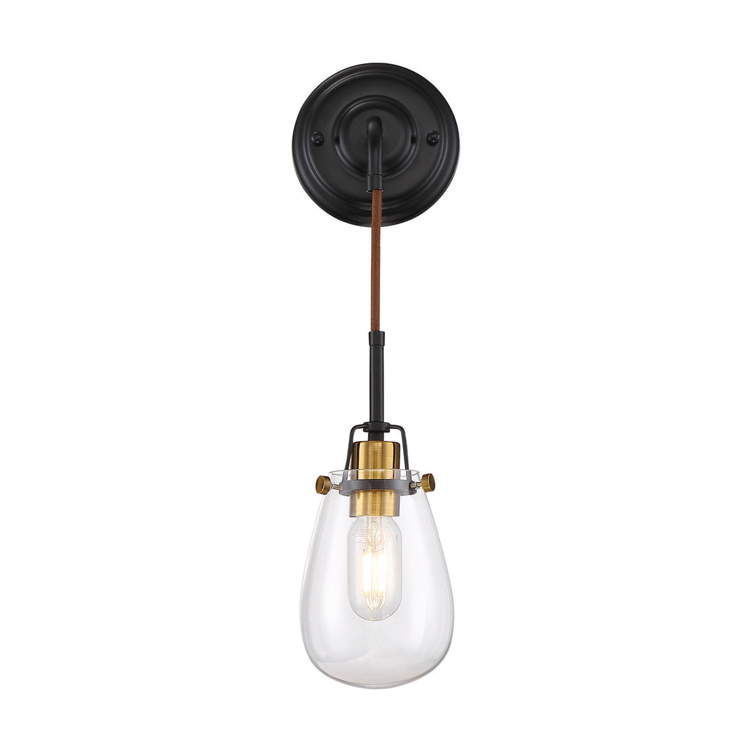 Nuvo Toleo 60-6851 Wall Light - Black / Vintage Brass Accents