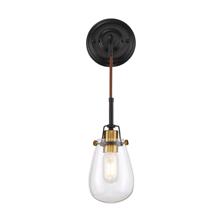 Nuvo Toleo 60-6851 Wall Light - Black / Vintage Brass Accents