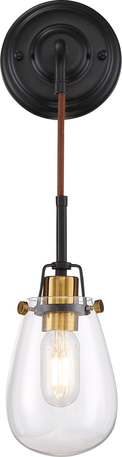 Nuvo Toleo 60-6851 Wall Light - Black / Vintage Brass Accents