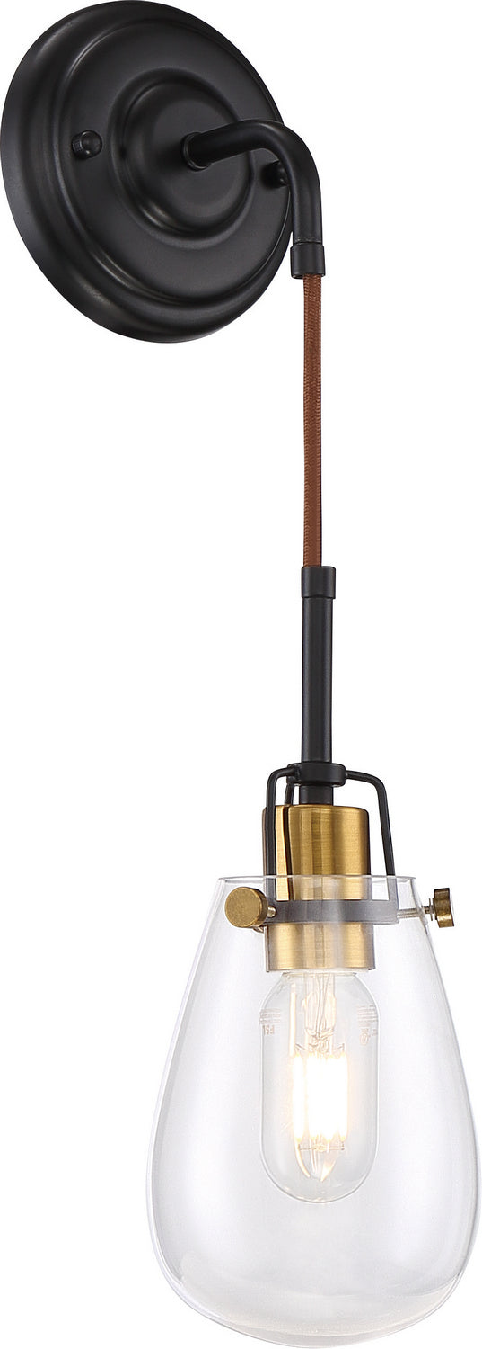 Nuvo Toleo 60-6851 Wall Light - Black / Vintage Brass Accents