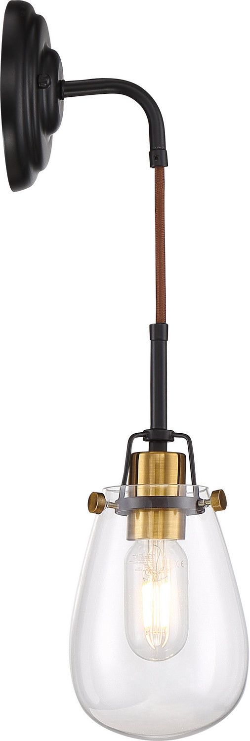 Nuvo Toleo 60-6851 Wall Light - Black / Vintage Brass Accents