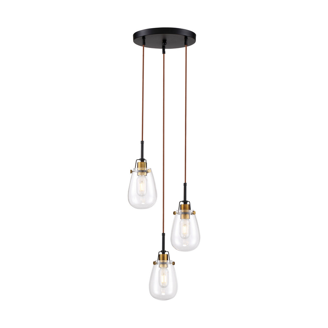 Nuvo Toleo 60-6853 Chandelier Light - Black / Vintage Brass Accents