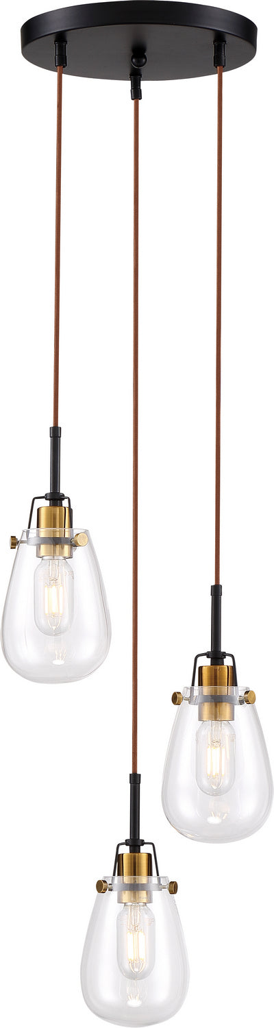 Nuvo Toleo 60-6853 Chandelier Light - Black / Vintage Brass Accents