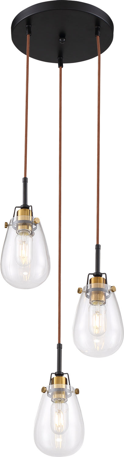 Nuvo Toleo 60-6853 Chandelier Light - Black / Vintage Brass Accents