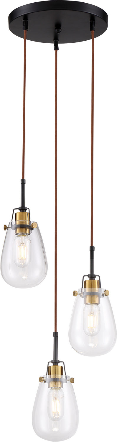 Nuvo Toleo 60-6853 Chandelier Light - Black / Vintage Brass Accents