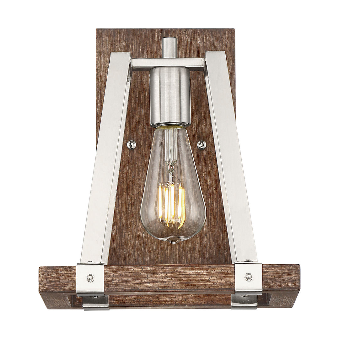 Nuvo Outrigger 60-6881 Wall Light - Brushed Nickel / Nutmeg Wood