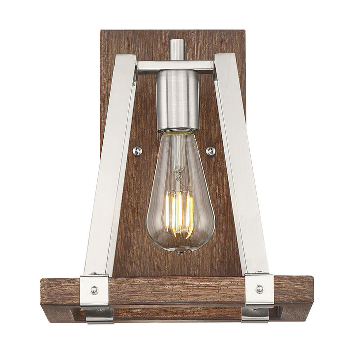 Nuvo Outrigger 60-6881 Wall Light - Brushed Nickel / Nutmeg Wood