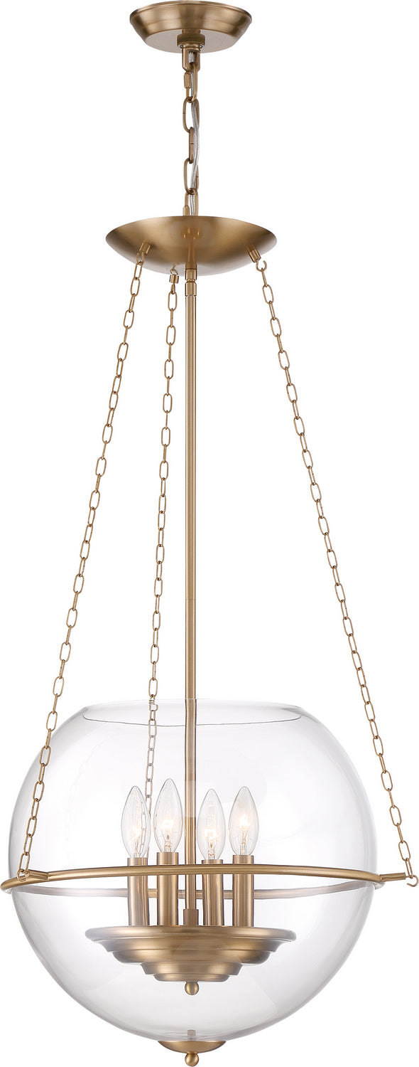 Nuvo Odyssey 60-6943 Pendant Light - Vintage Brass / Clear Glass