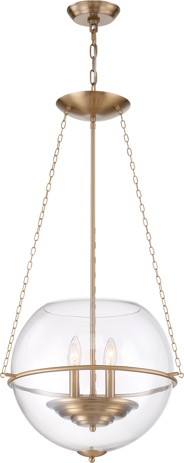 Nuvo Odyssey 60-6943 Pendant Light - Vintage Brass / Clear Glass