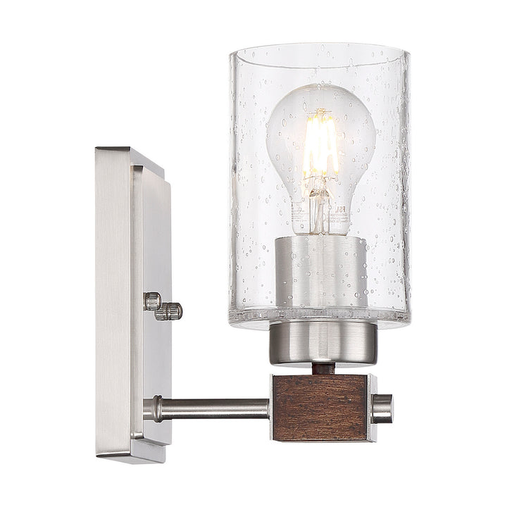 Nuvo Arabel 60-6961 Wall Light - Brushed Nickel / Nutmeg Wood