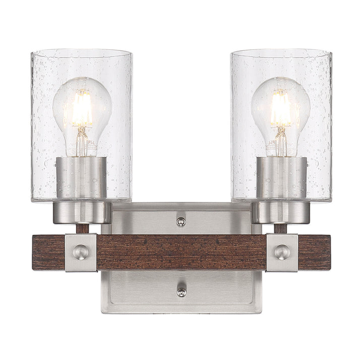 Nuvo Arabel 60-6962 Bath Vanity Light 12 in. wide - Brushed Nickel / Nutmeg Wood