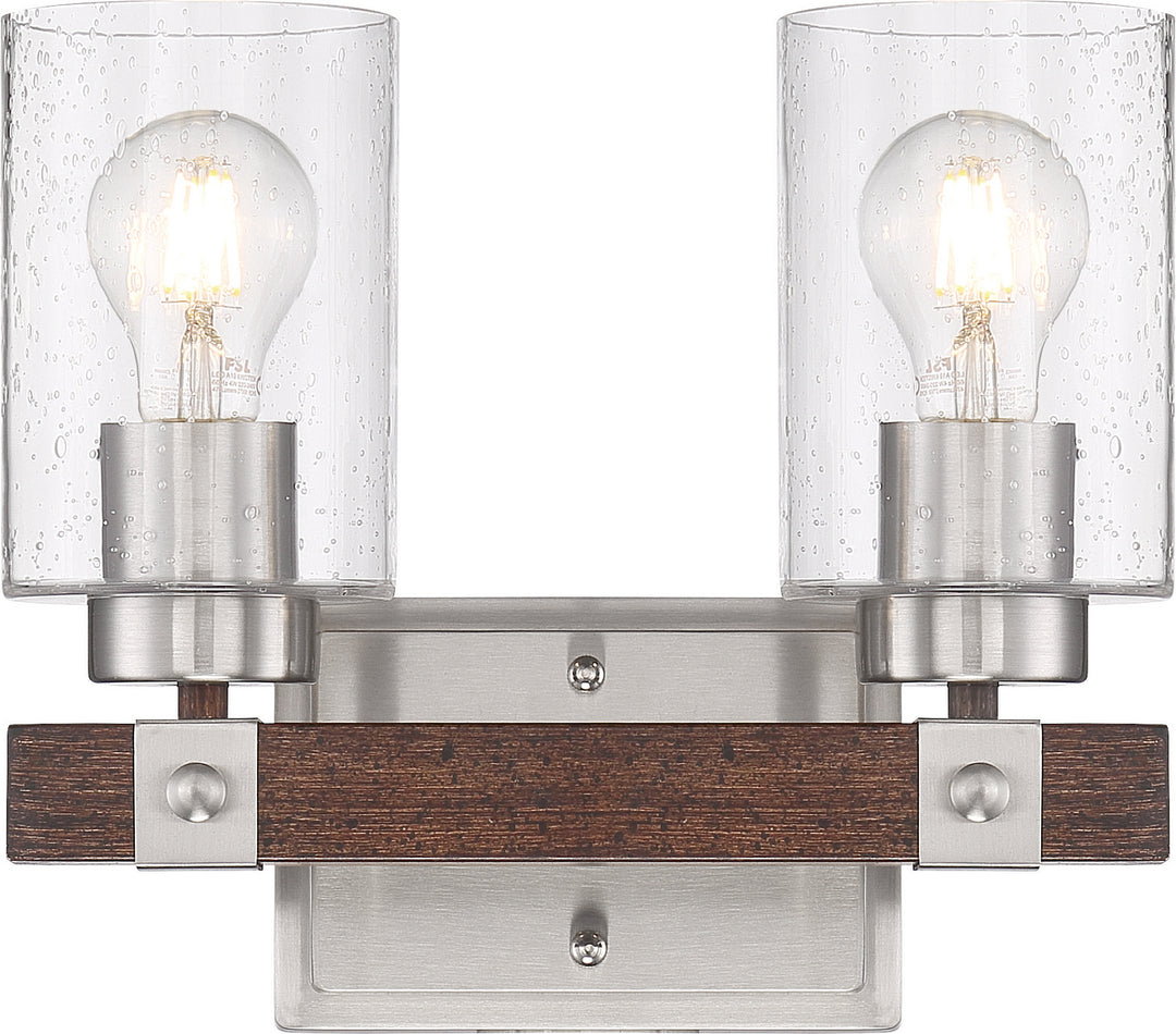 Nuvo Arabel 60-6962 Bath Vanity Light 12 in. wide - Brushed Nickel / Nutmeg Wood