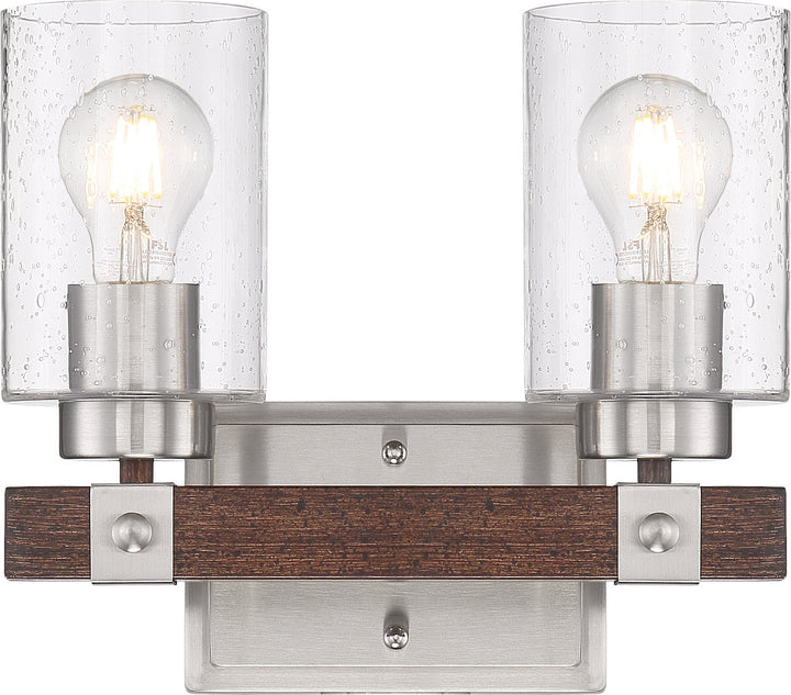 Nuvo Arabel 60-6962 Bath Vanity Light 12 in. wide - Brushed Nickel / Nutmeg Wood