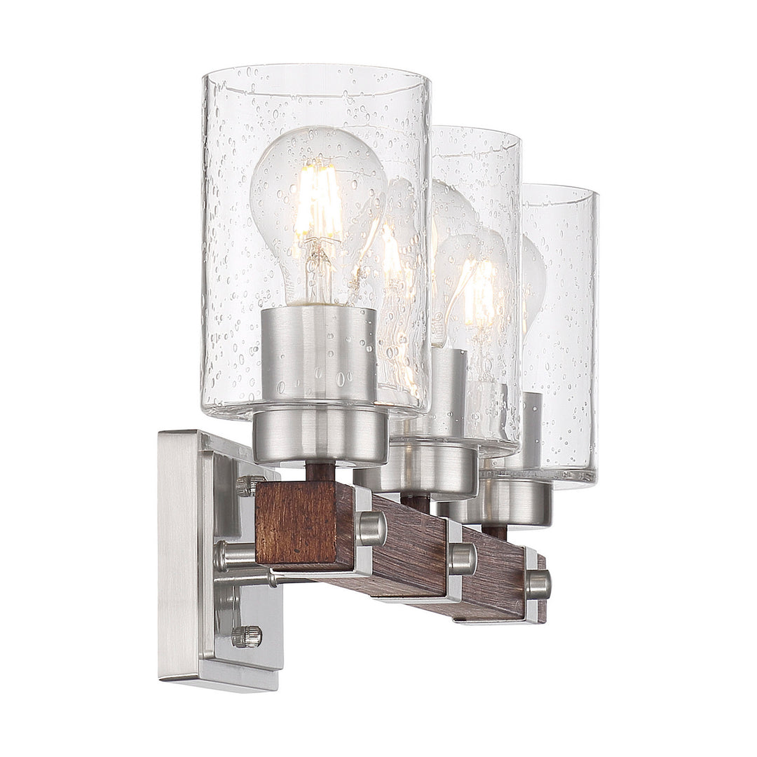 Nuvo Arabel 60-6963 Bath Vanity Light 21 in. wide - Brushed Nickel / Nutmeg Wood